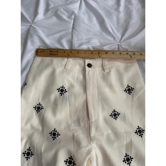 Commense Patterned Cropped Pants Bohemian Style Wide Leg Trousers size S - Picture 7 of 10